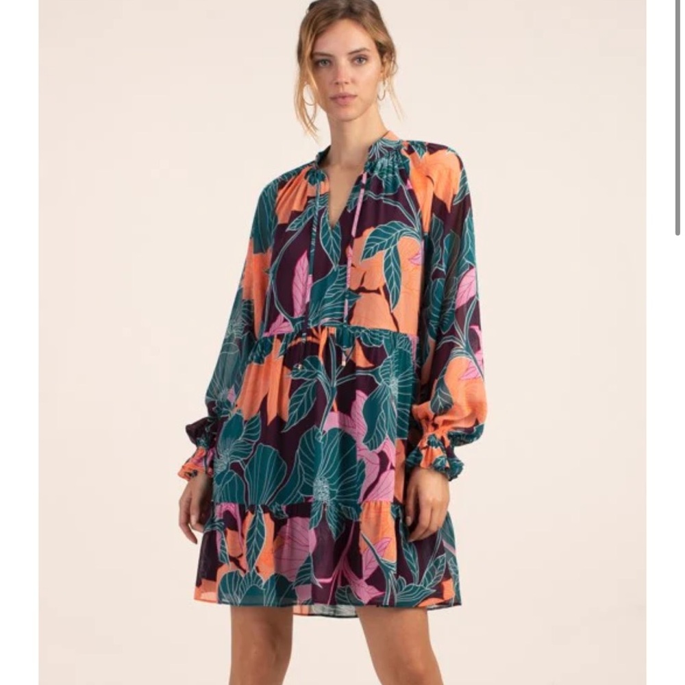 NWT Trina Turk Rhapsodic Dress Floral Print Long Sleeve Mini Q